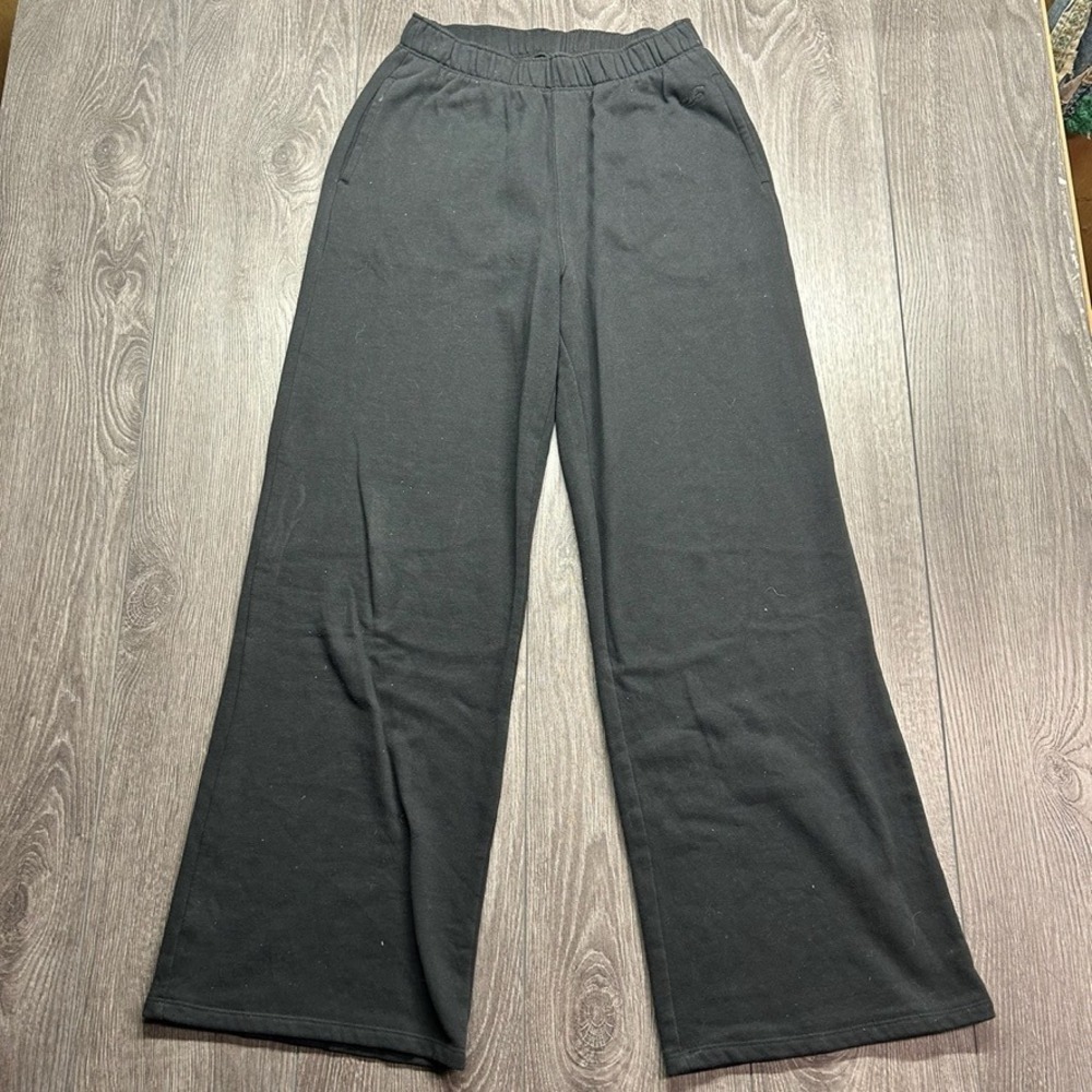 Hollister Women Black Ultra High-Rise Wide Leg Small Sweatpants Fleece Lined